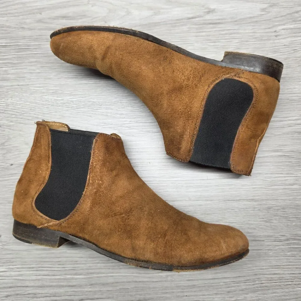 Billy Reid Mens Brown Suede Chelsea Boots Hand Made In Italy Size 7.5 M Ankle